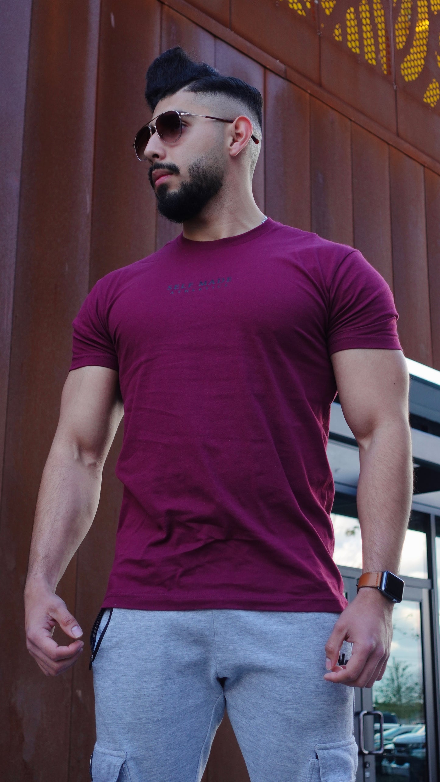 Staple Tee in Burgundy & Black