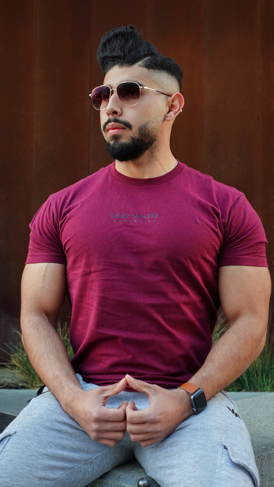 Staple Tee in Burgundy & Black